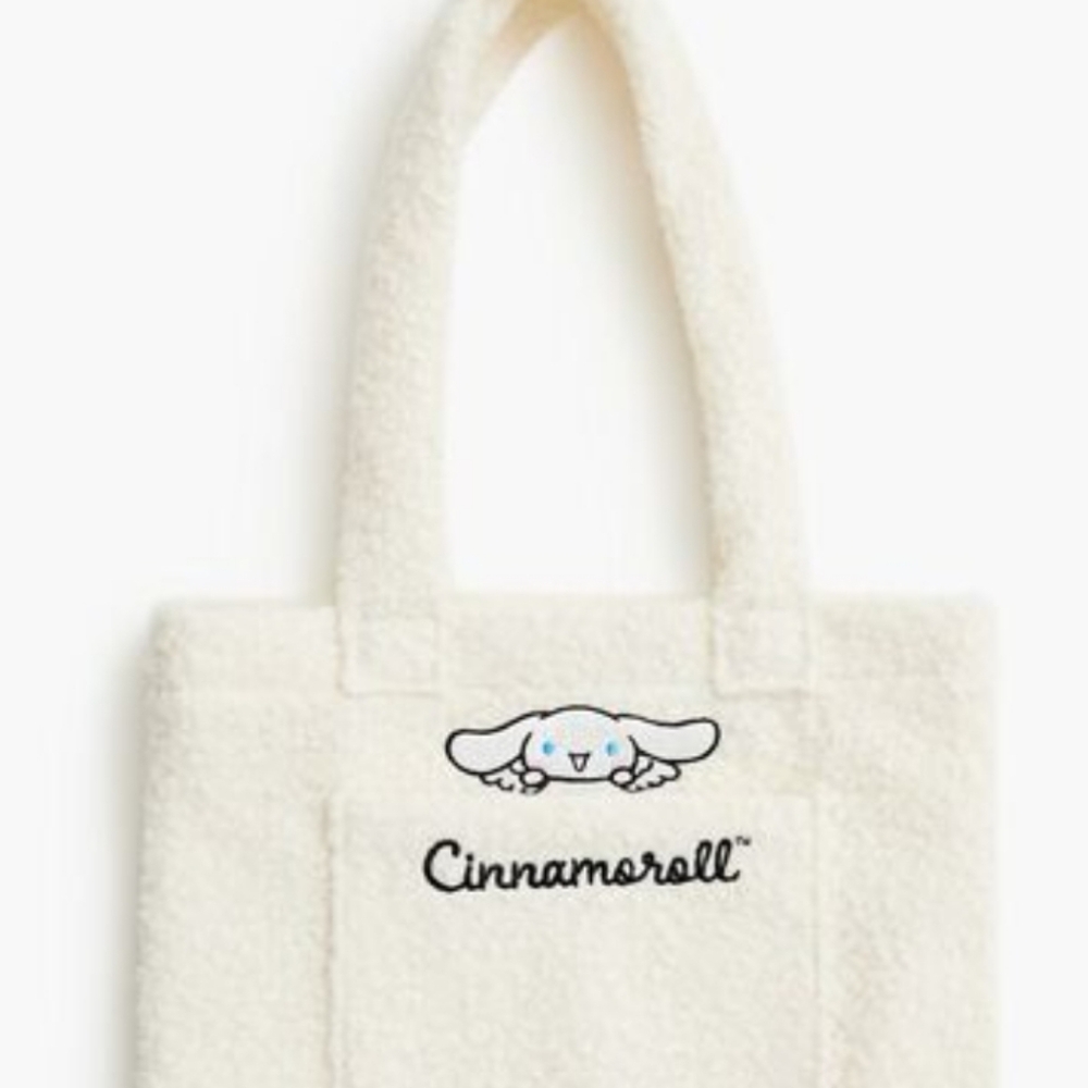 Cinnamoroll Faux Shearling Tote Bag Sanrio Hello Kitty Kawaii Y2K Travel Bag - Picture 6 of 10